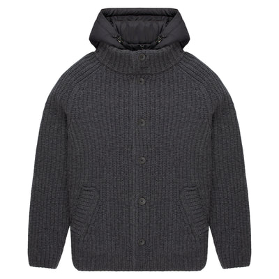 Herno Grey Chunky Knitted Hybrid Cardigan