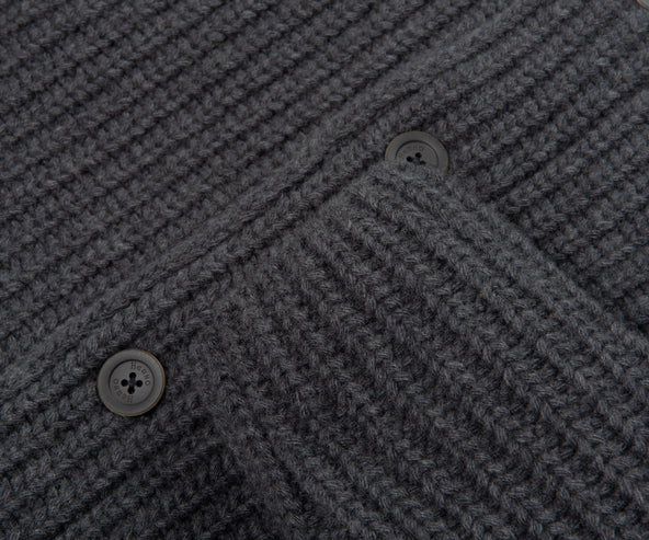 Herno Grey Chunky Knitted Hybrid Cardigan