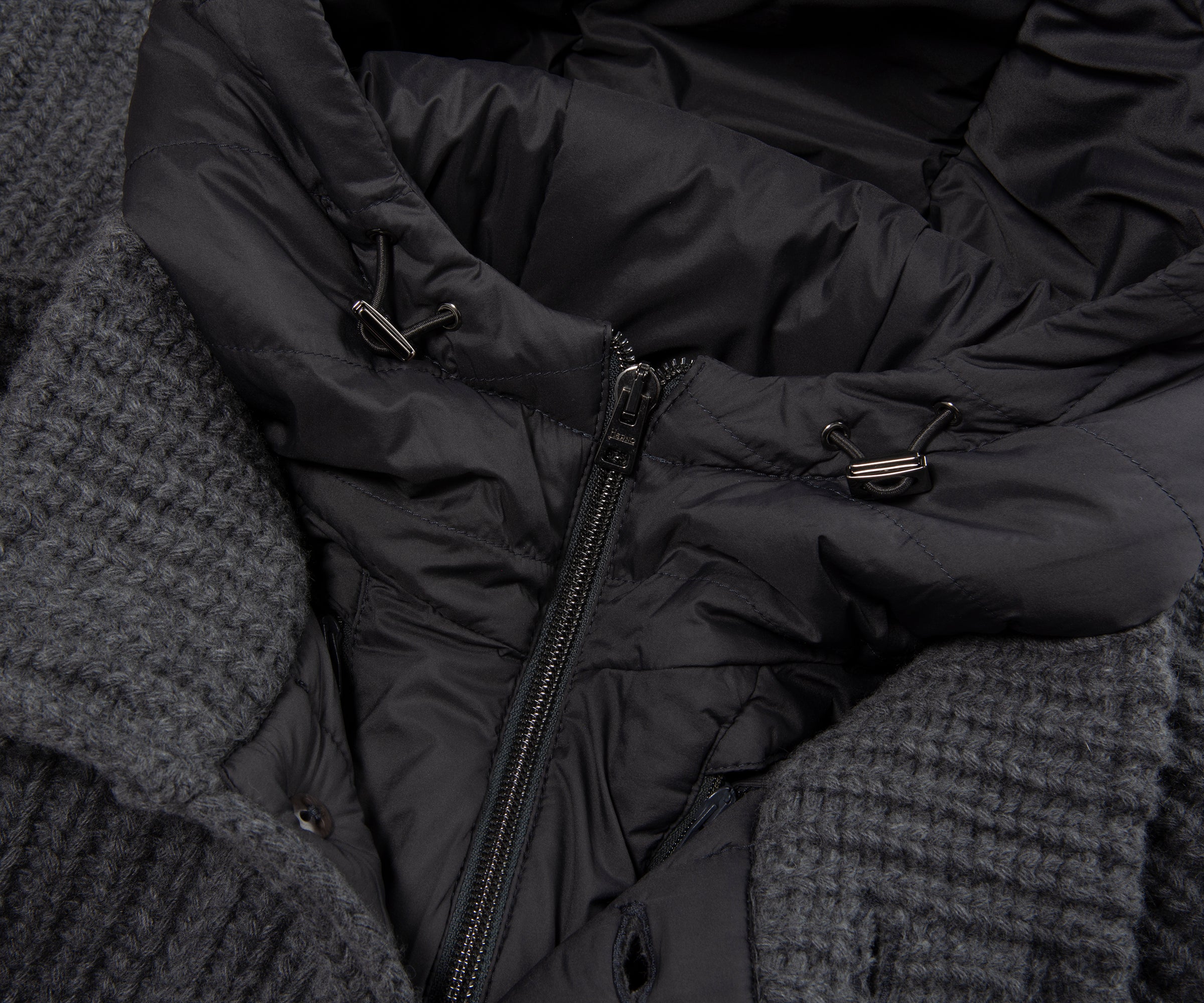 Herno Grey Chunky Knitted Hybrid Cardigan