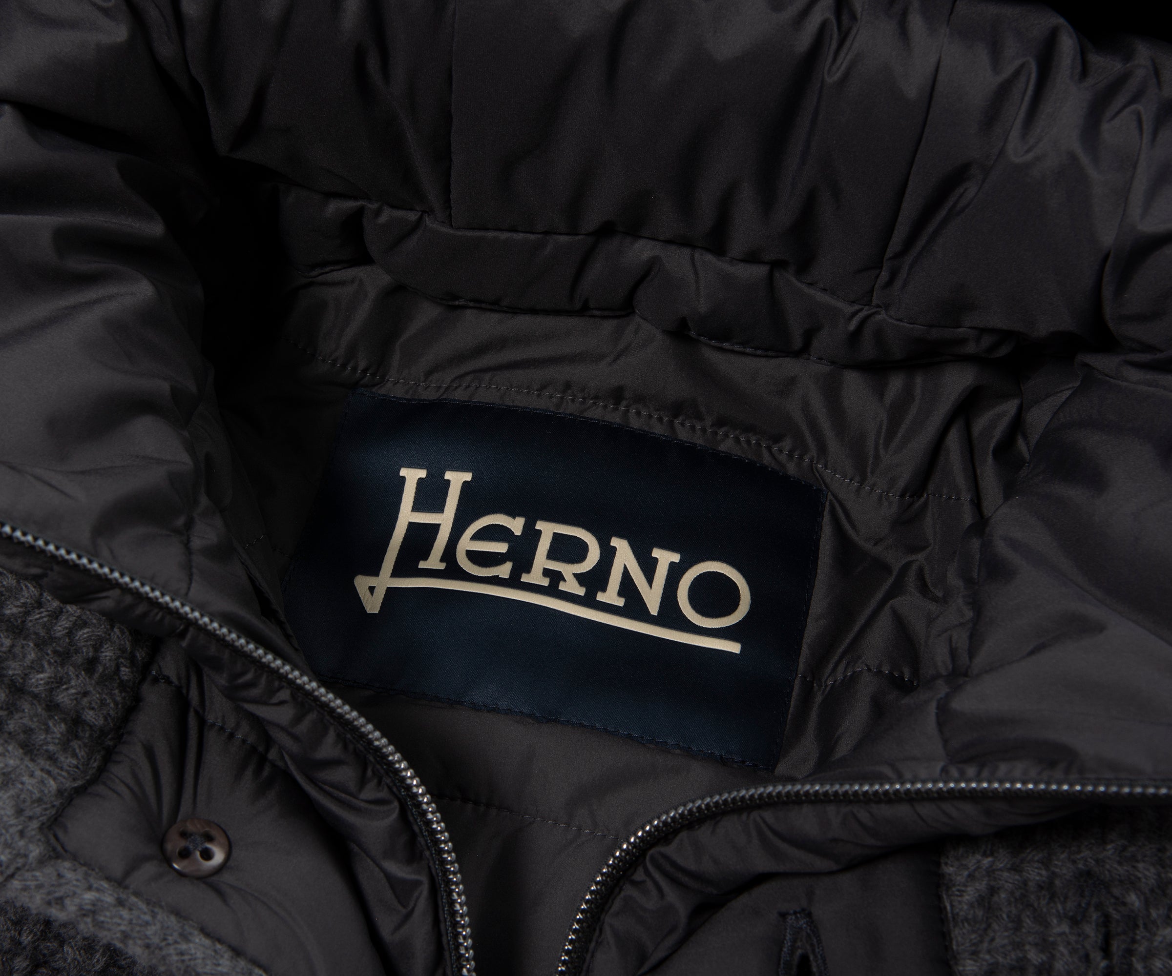 Herno Grey Chunky Knitted Hybrid Cardigan