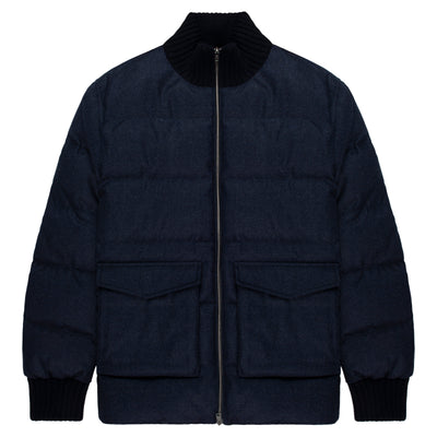 Herno Navy Checked Wool Puffer Bomber