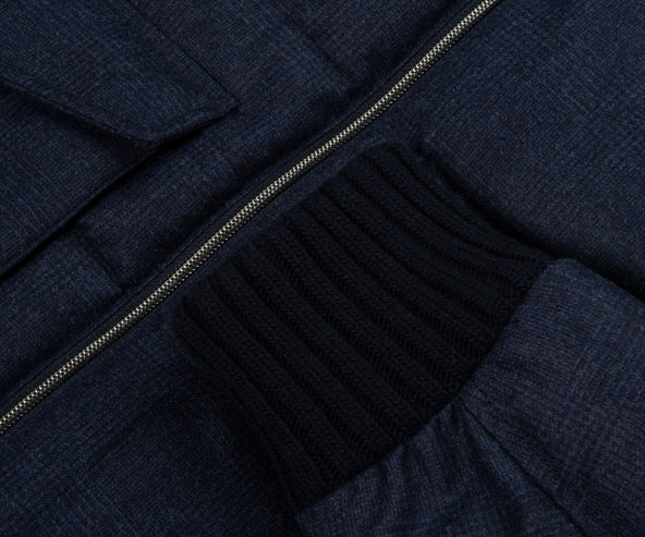Herno Navy Checked Wool Puffer Bomber