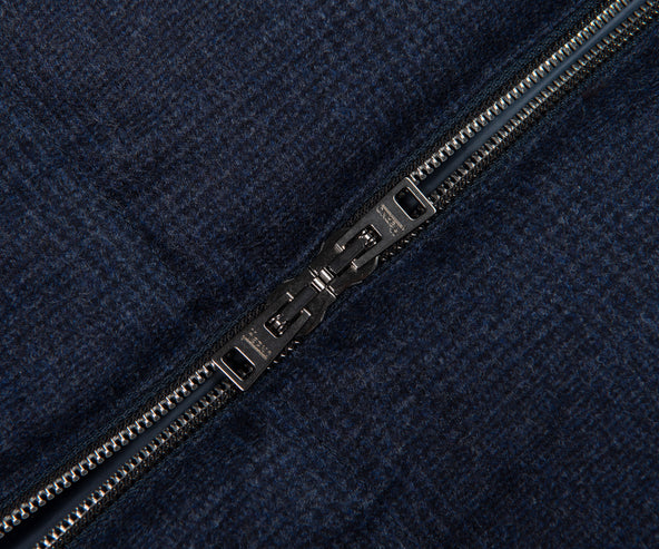 Herno Navy Checked Wool Puffer Bomber