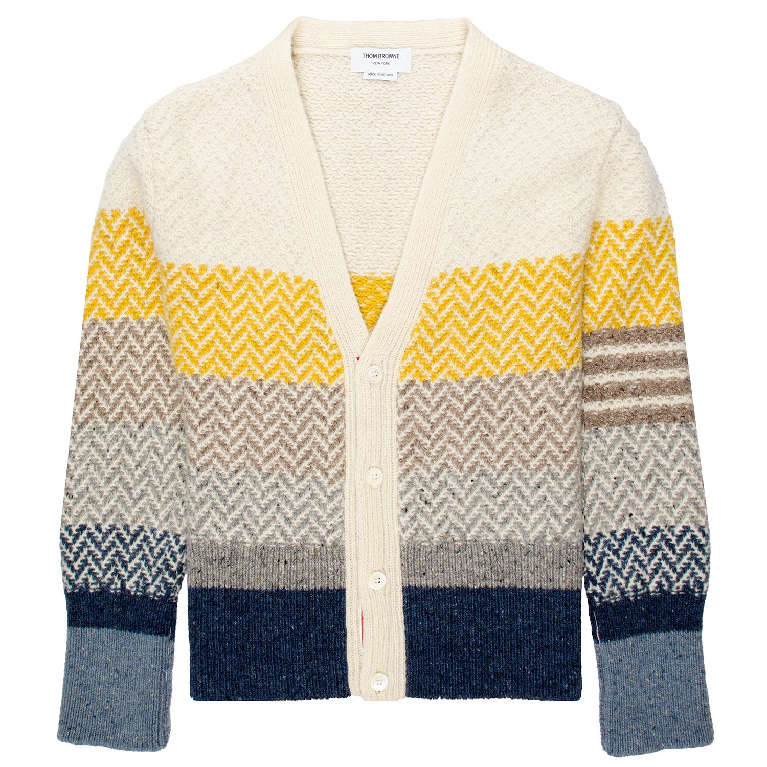 Thom Browne Multi Striped Herringbone Cardigan