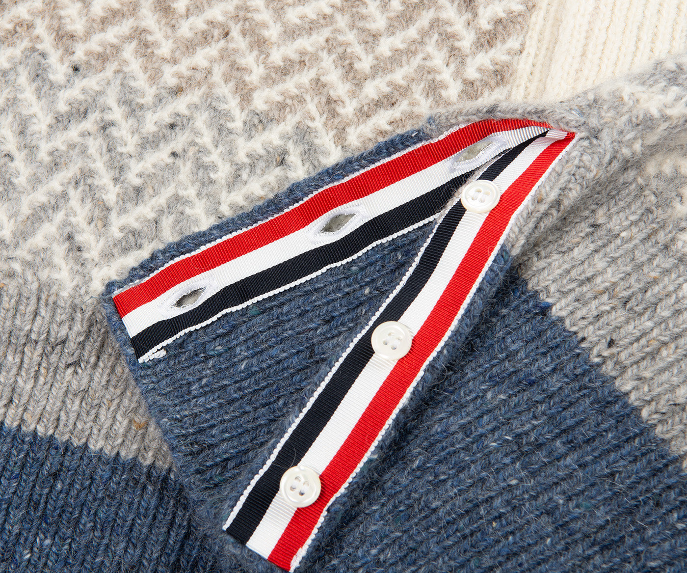 Thom Browne Multi Striped Herringbone Cardigan