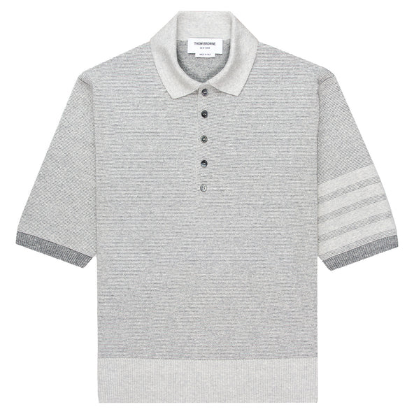 Thom Browne Grey Textured Stripe Stitch Polo
