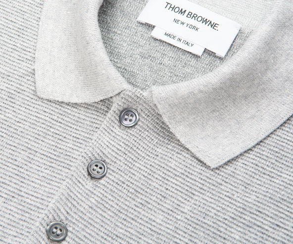 Thom Browne Grey Textured Stripe Stitch Polo