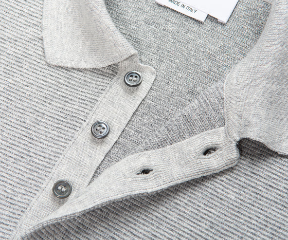 Thom Browne Grey Textured Stripe Stitch Polo