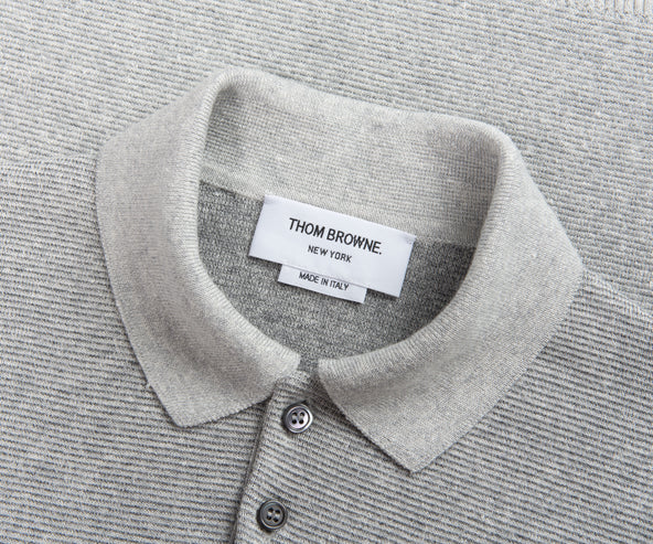 Thom Browne Grey Textured Stripe Stitch Polo