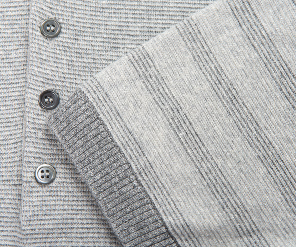 Thom Browne Grey Textured Stripe Stitch Polo
