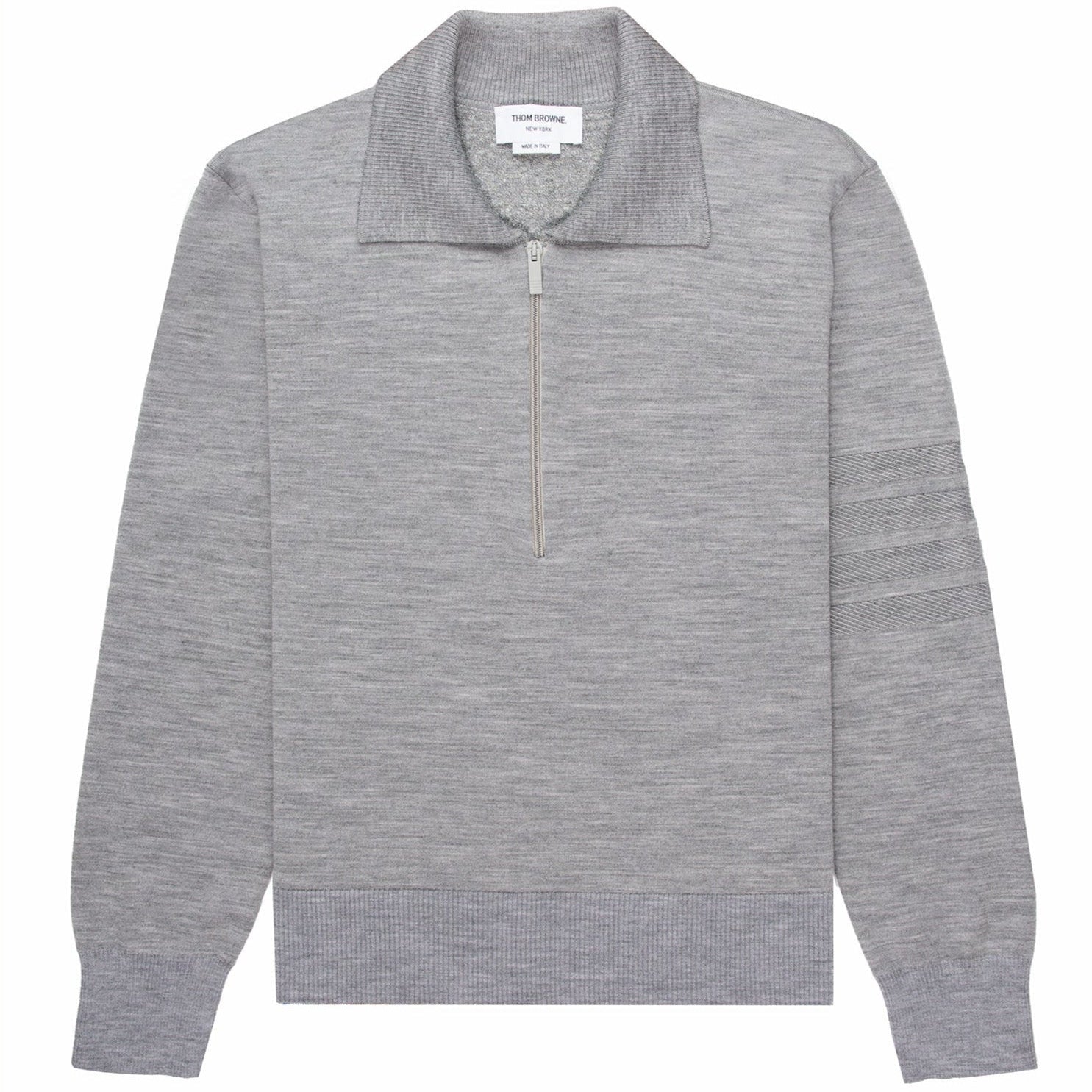 Thom Browne Grey Double Faced Wool Zip Polo