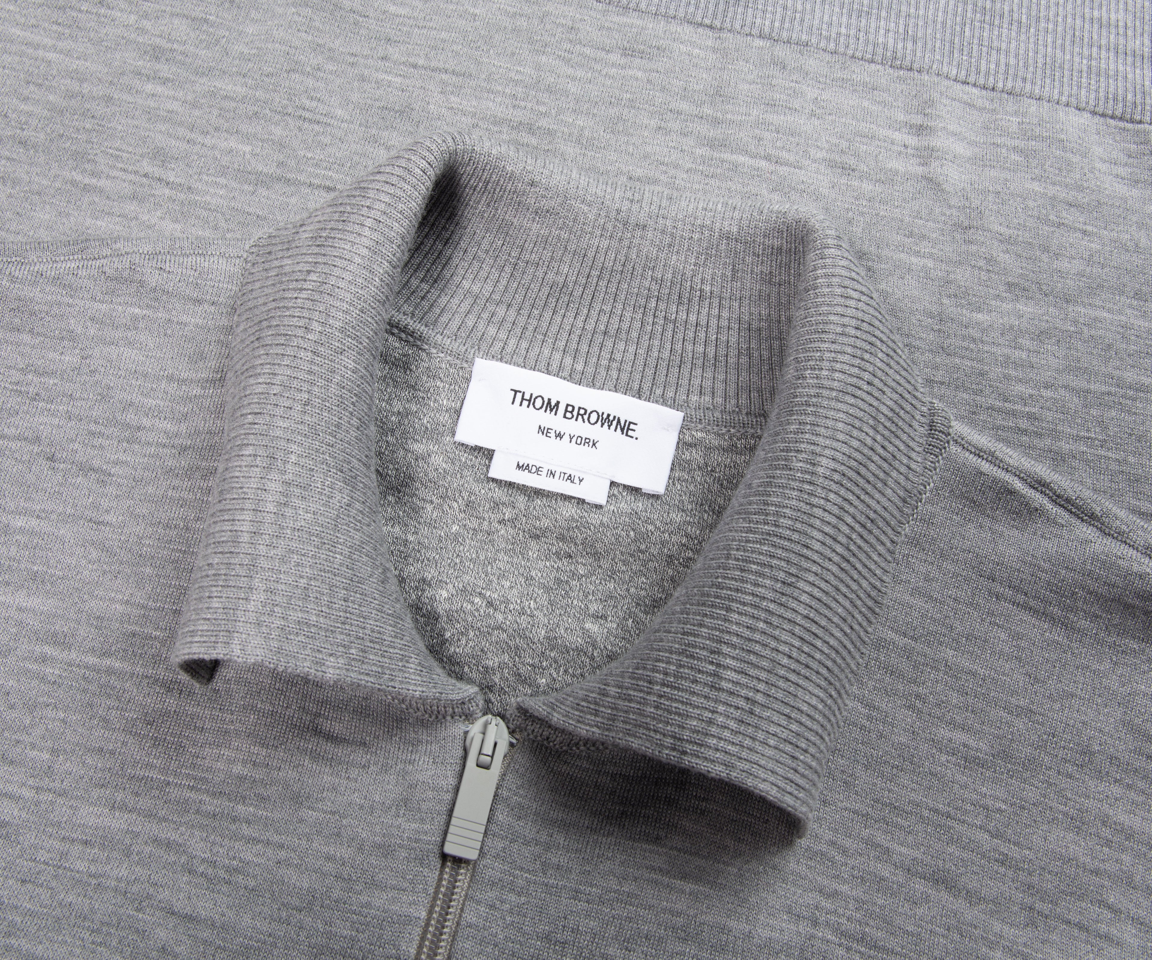 Thom Browne Grey Double Faced Wool Zip Polo