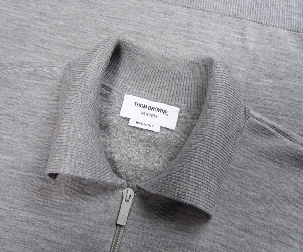 Thom Browne Grey Double Faced Wool Zip Polo