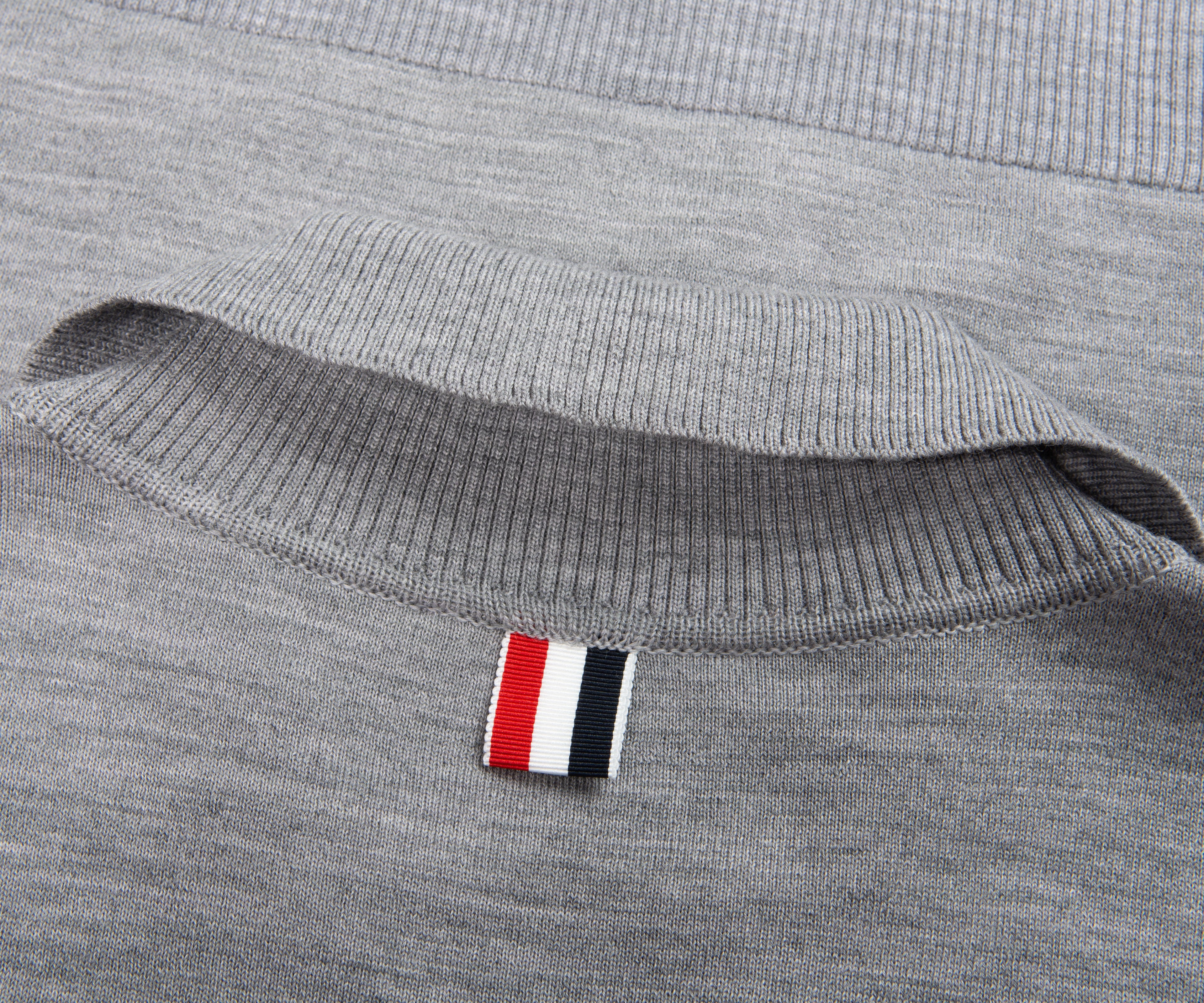 Thom Browne Grey Double Faced Wool Zip Polo