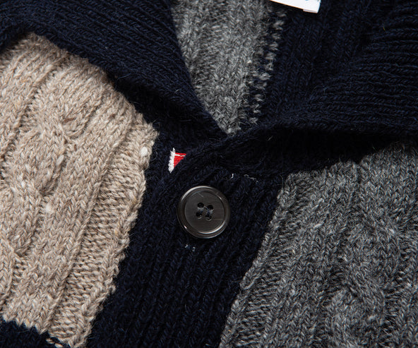 Thom Browne Multi Patchwork Cable Knit Cardigan
