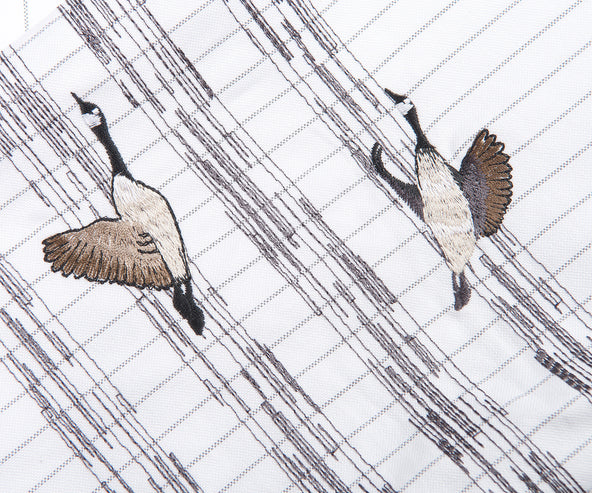 Thom Browne White Striped Shirt With Bird Details