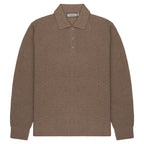 Canali Light Brown Waffle Woollen LS Polo