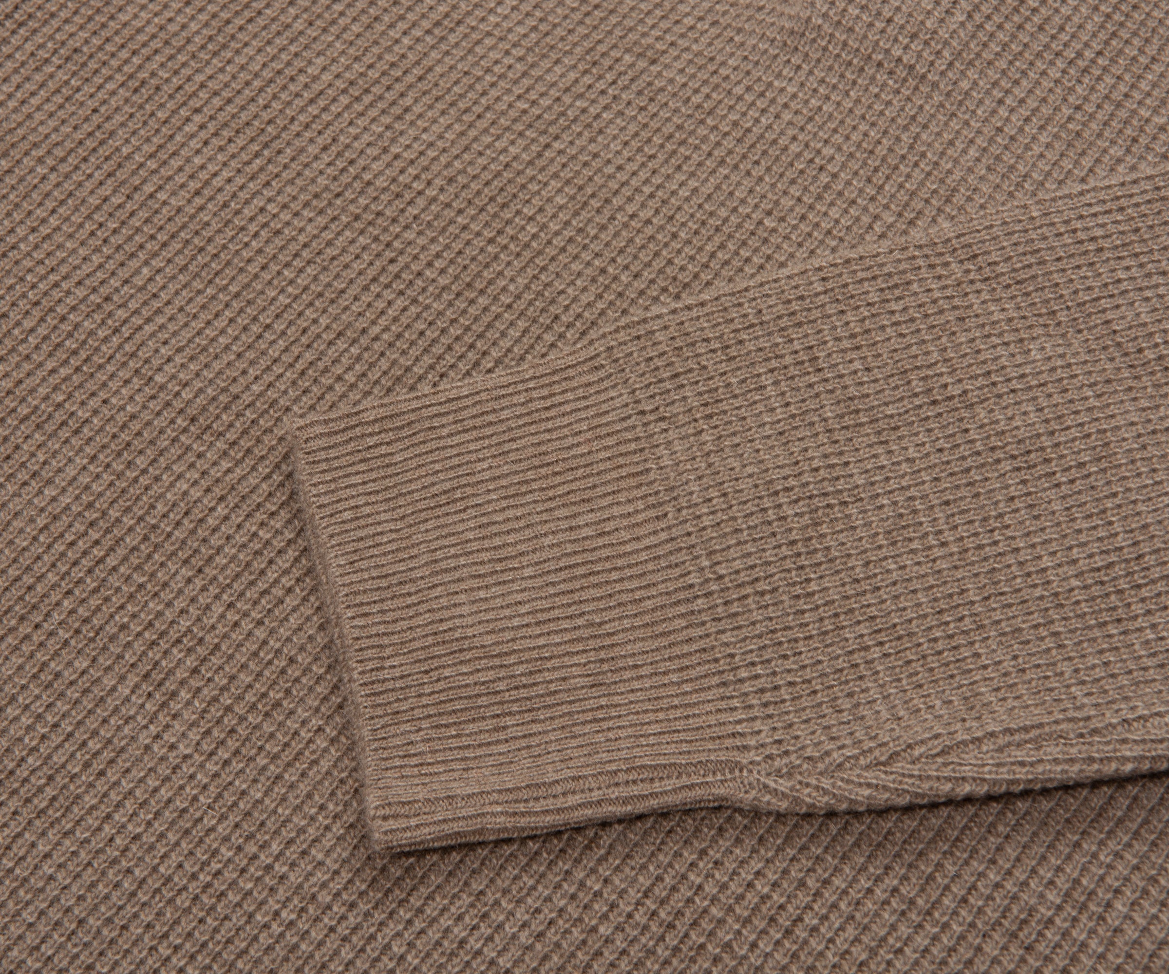 Canali Light Brown Waffle Woollen LS Polo
