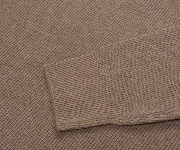Canali Light Brown Waffle Woollen LS Polo