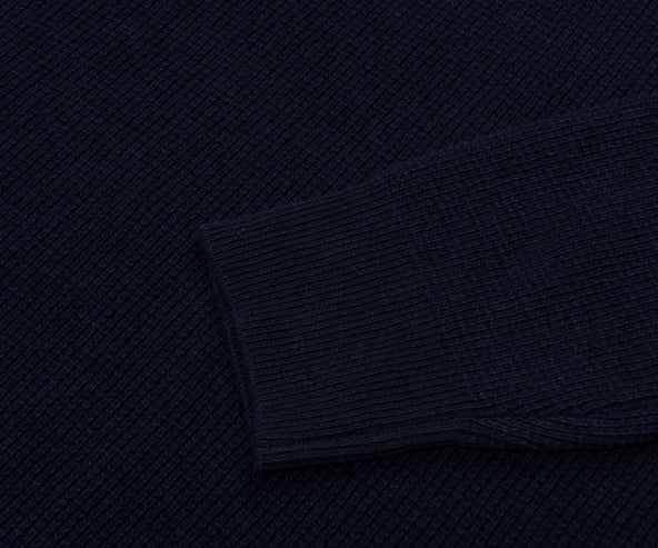 Canali Navy Waffle Woollen LS Polo