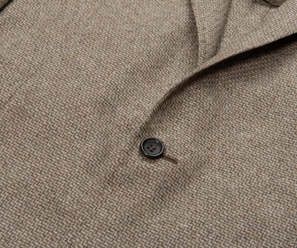 Canali Sand Kei Style Chevron Blazer Jacket