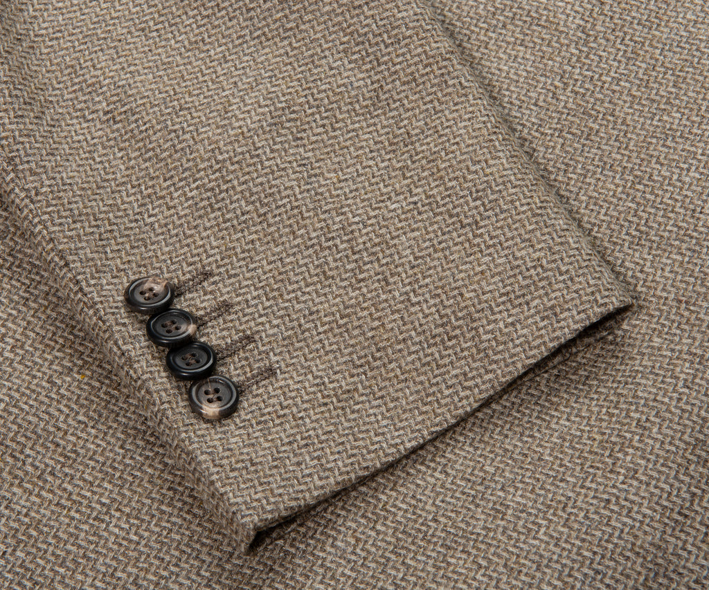 Canali Sand Kei Style Chevron Blazer Jacket