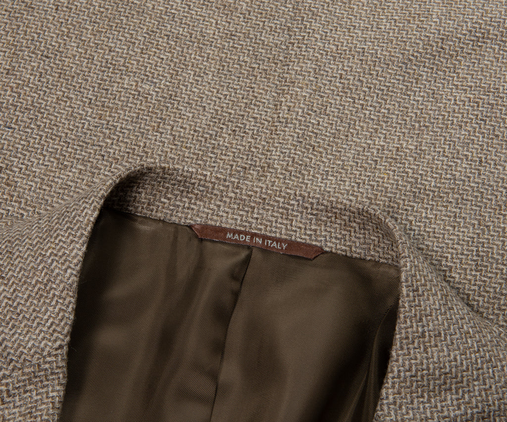 Canali Sand Kei Style Chevron Blazer Jacket