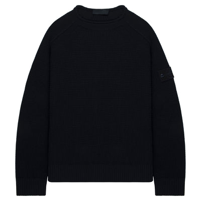 Stone Island Ghost Navy Waffle Knitted Sweater