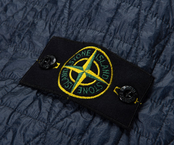 Stone Island Blue Crinkle Reps Ny Quilted Hooded Jacket