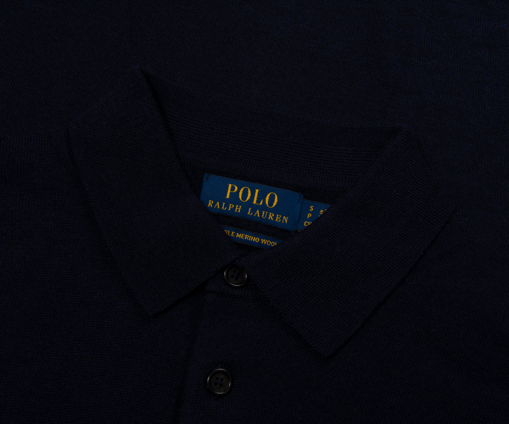 Ralph Lauren Navy Merino Wool LS Polo