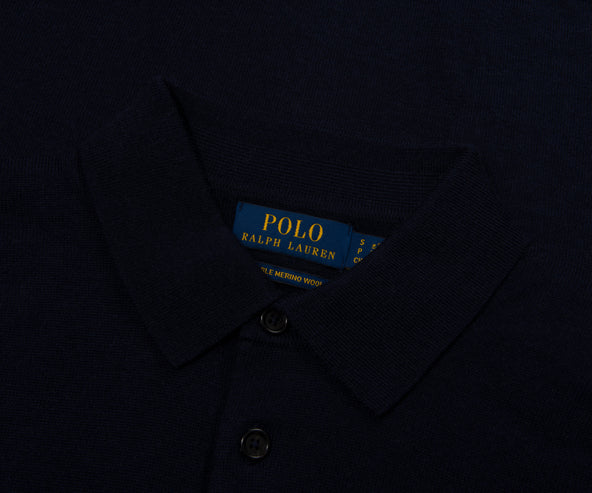 Polo Ralph Lauren Navy Merino Wool LS Polo Shirt