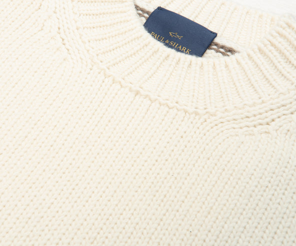 Paul & Shark Cream Woolen Knitted Sweater
