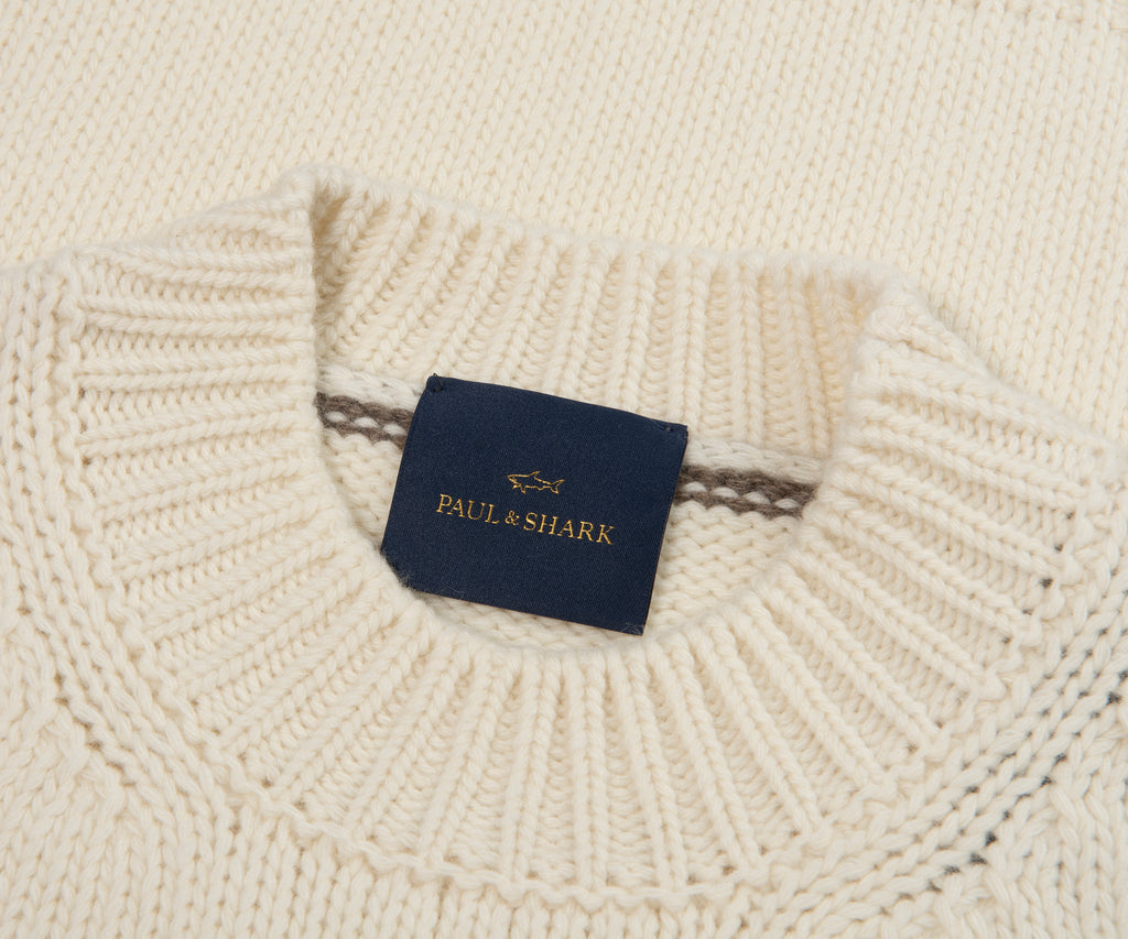 Paul & Shark Cream Woolen Knitted Sweater
