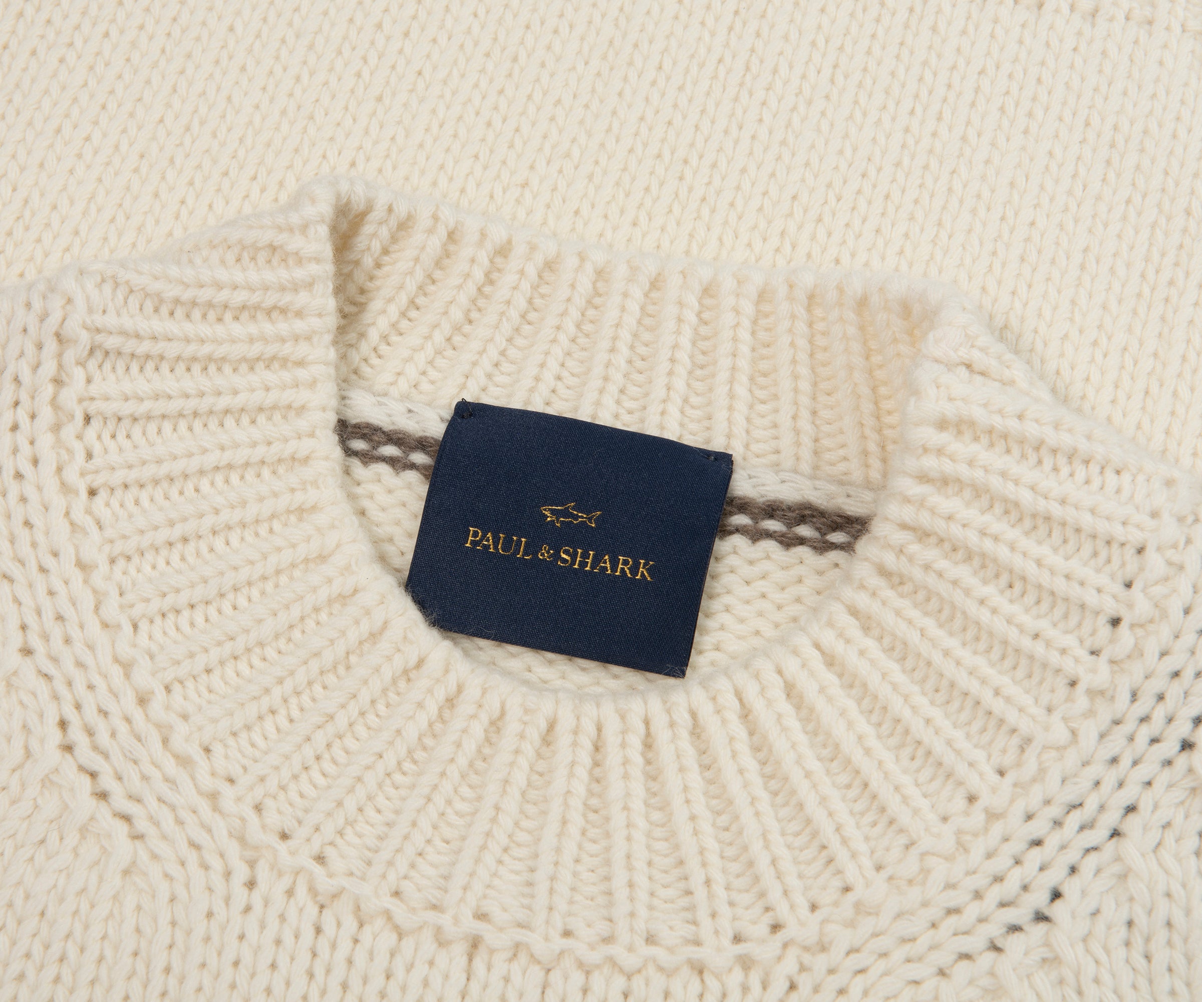 Paul & Shark Cream Woolen Knitted Sweater