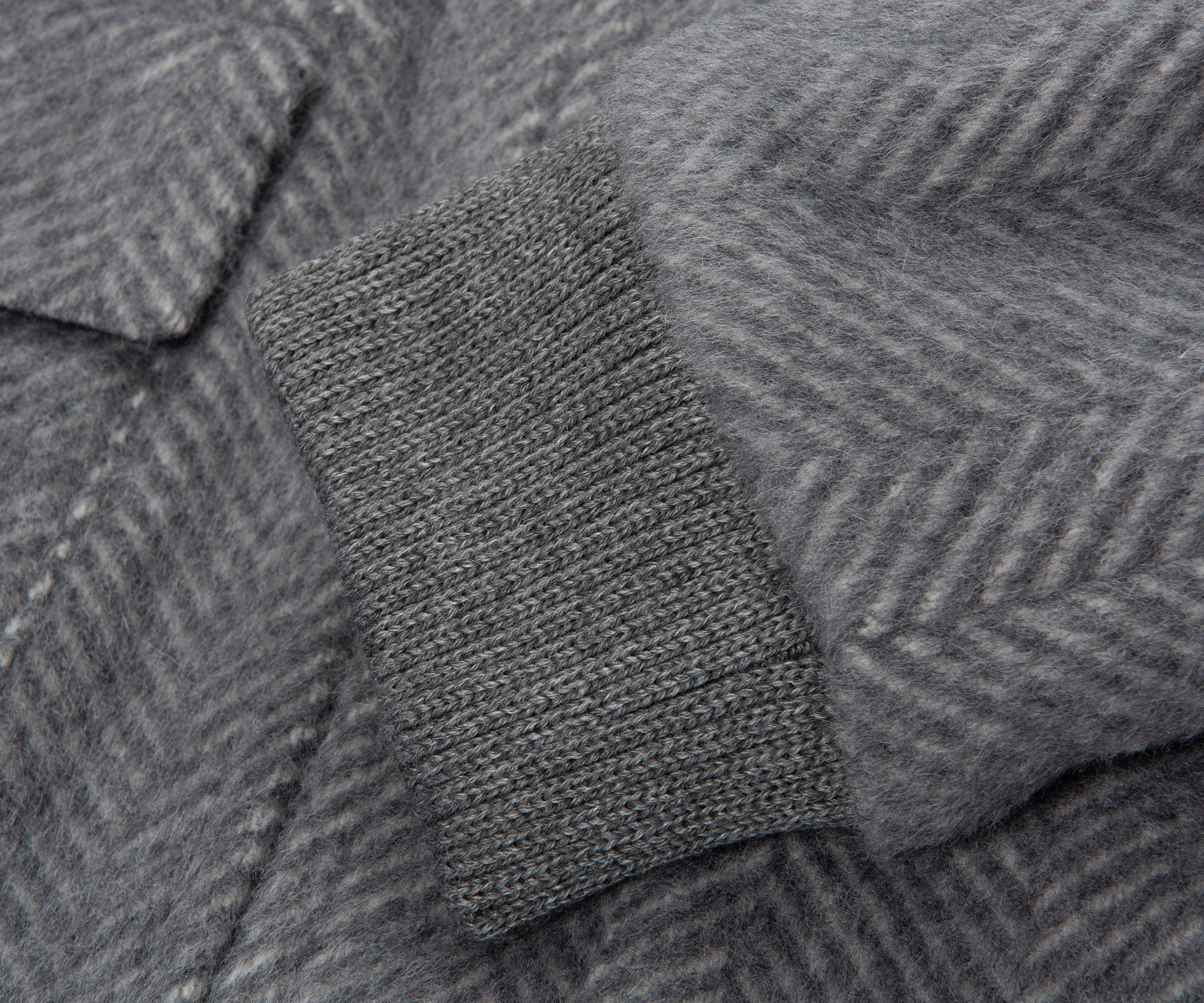 Boss Grey Herringbone Fluffy Bomber