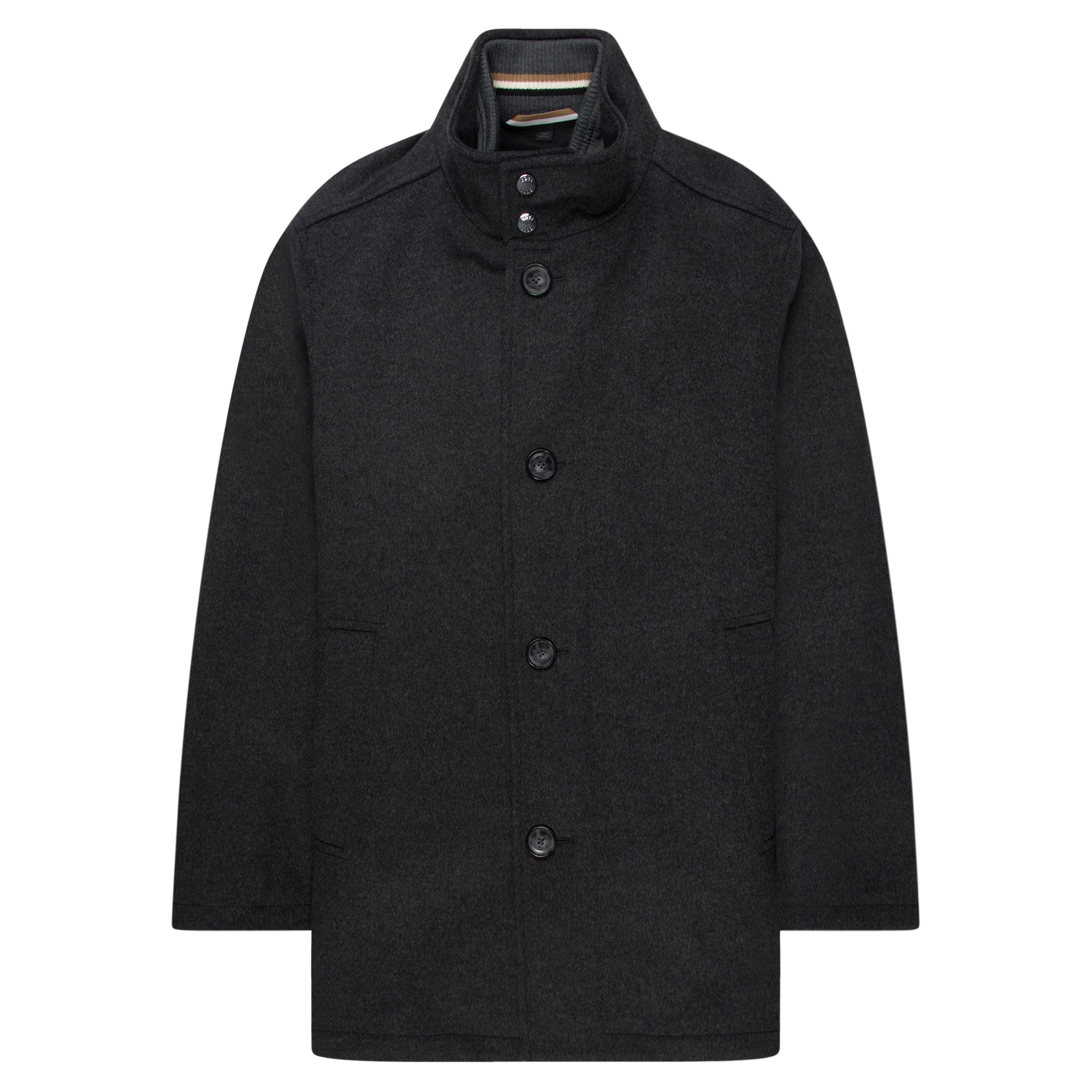 Boss Dark Grey Woolen Overcoat