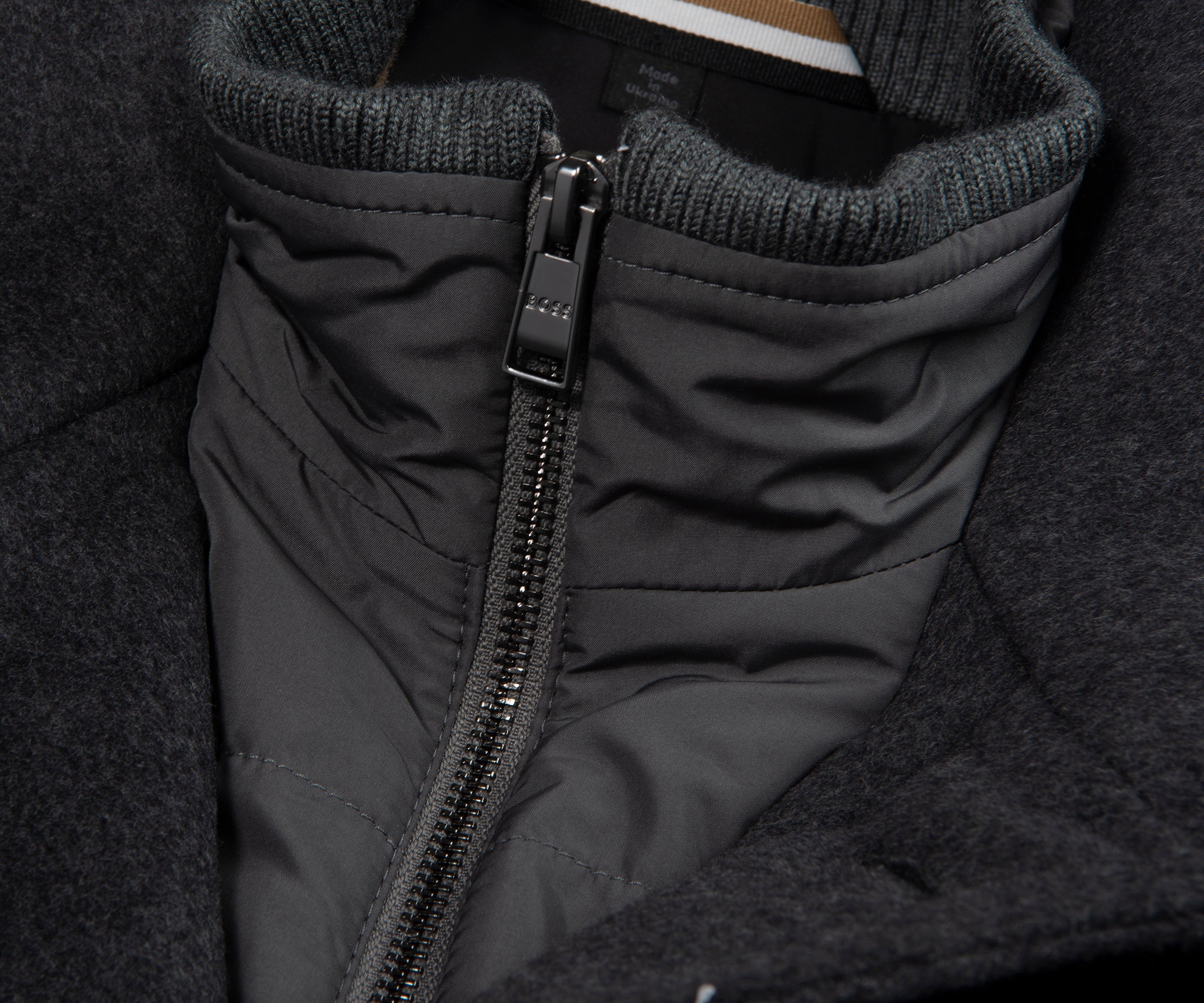 Boss Dark Grey Woolen Overcoat