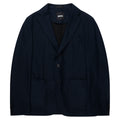 BOSS Navy Soft Jacket in brushed flannel with wool blend and stretch for all-day comfort. 