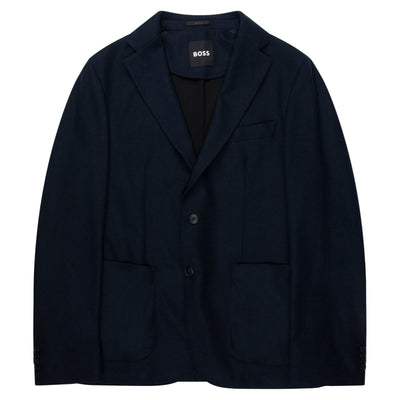 BOSS navy blazer jacket with logo label | Pockets