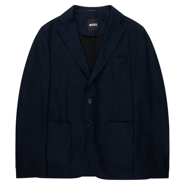 BOSS navy blazer jacket with logo label | Pockets