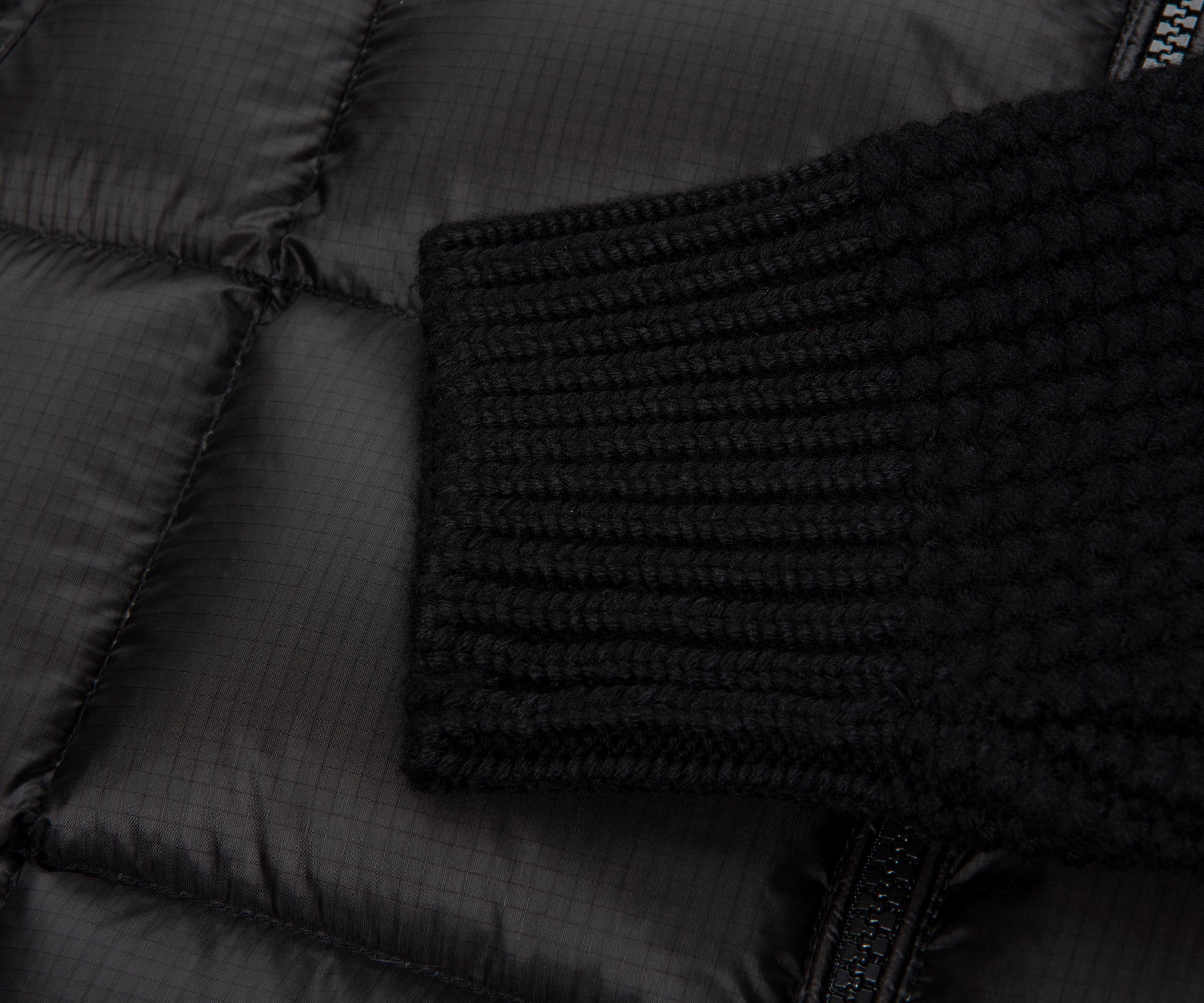 C.P. Company Black Merino Wool Goggle Hooded Puffer Jacket