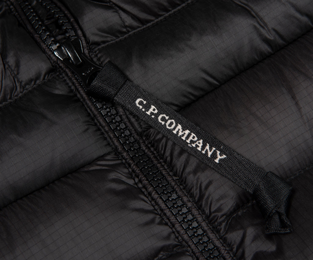 C.P. Company Black Merino Wool Goggle Hooded Puffer Jacket