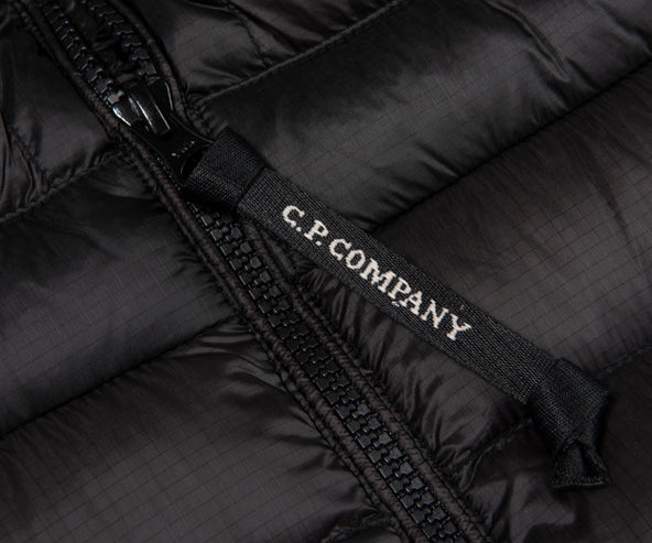 C.P. Company Black Merino Wool Goggle Hooded Puffer Jacket