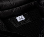 C.P. Company Black Merino Wool Goggle Hooded Puffer Jacket
