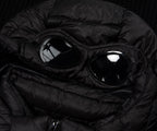 C.P. Company Black Merino Wool Goggle Hooded Puffer Jacket