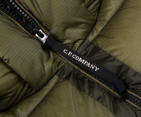 C.P. Company Green Merino Wool Goggle Hooded Puffer Jacket