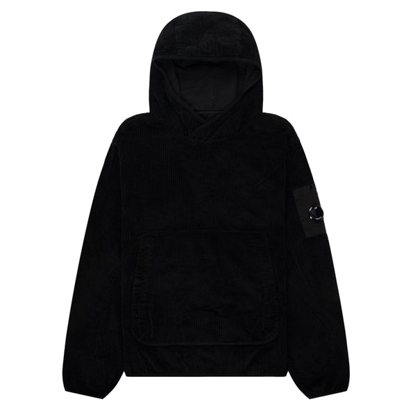 C.P. Company Black Corduroy Goggle Hoodie
