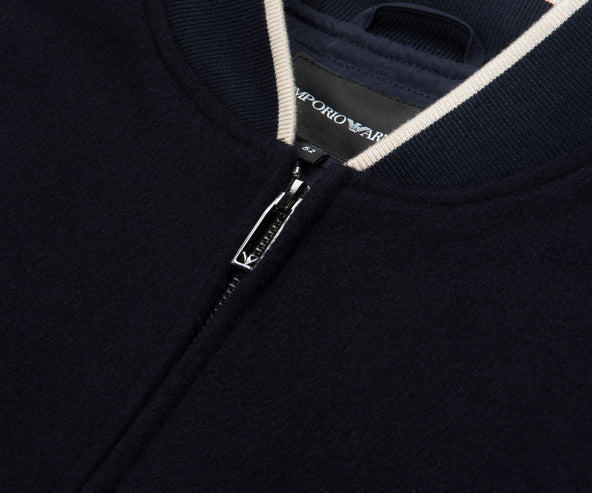 Emporio Armani Navy Heavy Fleece Bomber Sweatshirt