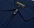 Emporio Armani Blue Knitted SS 1/4 Zip Polo