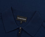 Emporio Armani Blue Knitted SS 1/4 Zip Polo